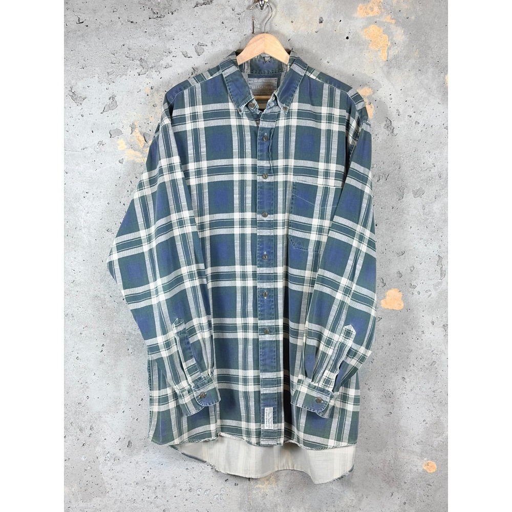 Abercrombie & Fitch Flannel Shirt Mens Large Multicolor Plaid Cotton Button Down